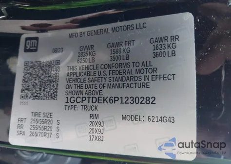 2023 Chevrolet Colorado 4Wd Short Box Z71 z USA, uszkodzony, nr VIN 1GCPTDEK6P1230282